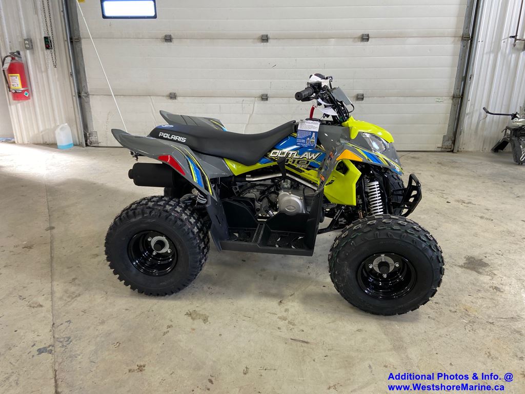 New 2021 Polaris OUTLAW 110 EFI AVALANCHE GRAY/LIME SQUEEZE ATV in ...