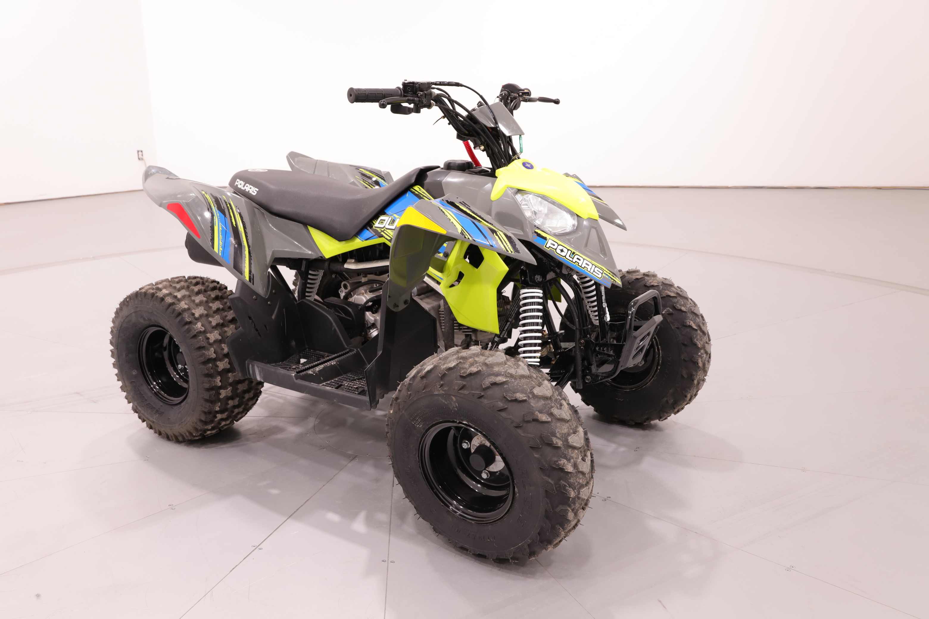 Pre-Owned 2021 POLARIS OUTLAW 110 EFI LIME SQUEEZE & AVALANCHE GREY