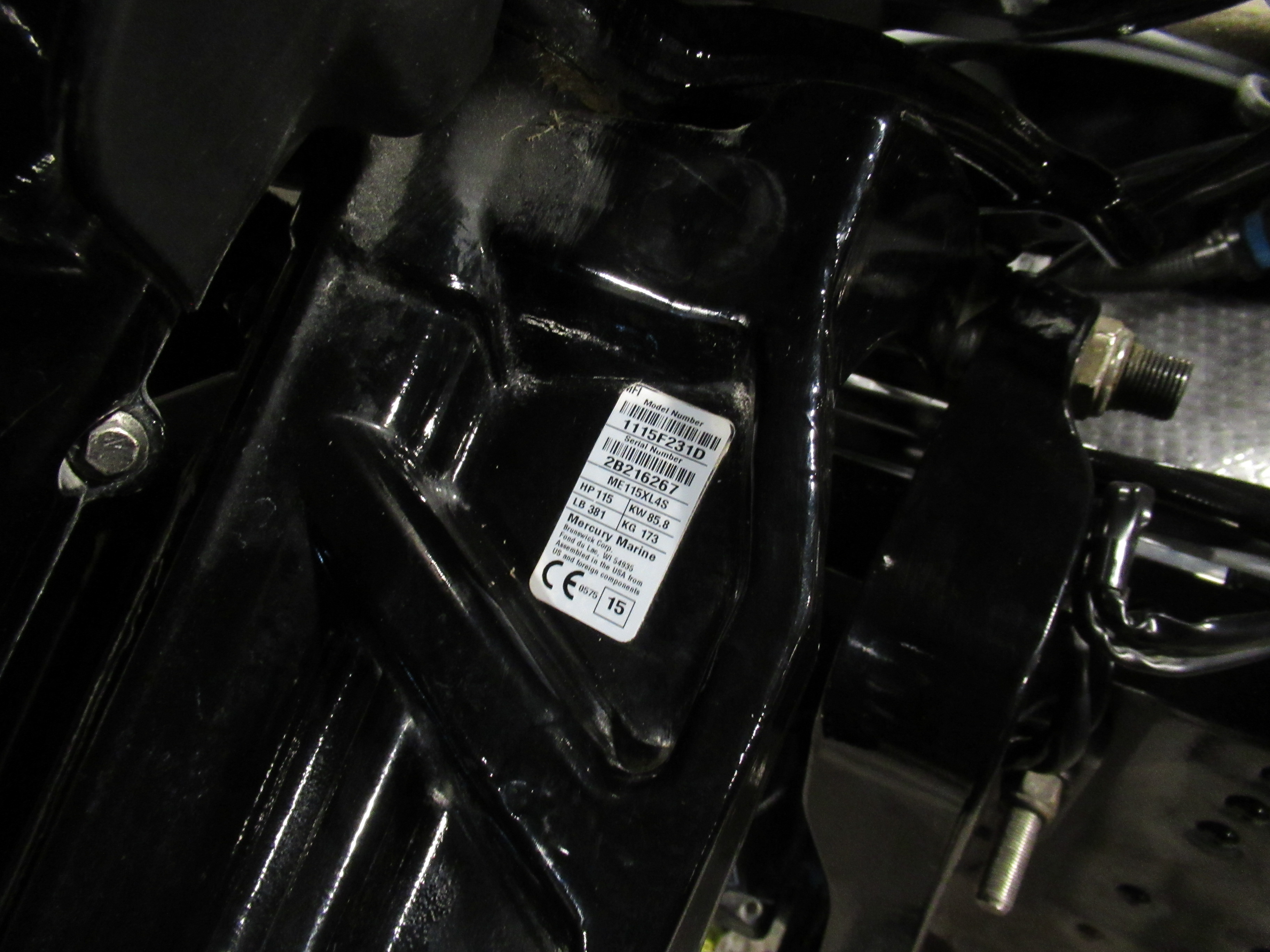 PreOwned 2016 MERCURY 115 FOURSTROKE XL 25" OUTBOARD in